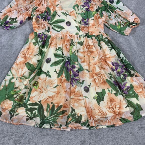 H&M Floral Ruffle Colorful Fit & Flare Dress Size Small Women’s - Picture 3 of 16